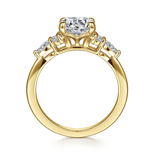 14K Yellow Gold Round Diamond Cluster Engagement Ring