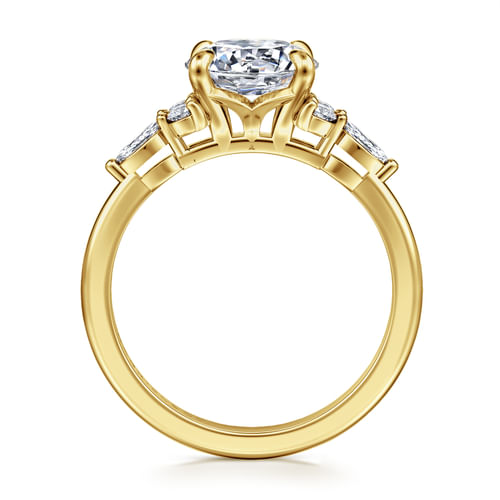 14K Yellow Gold Round Diamond Cluster Engagement Ring