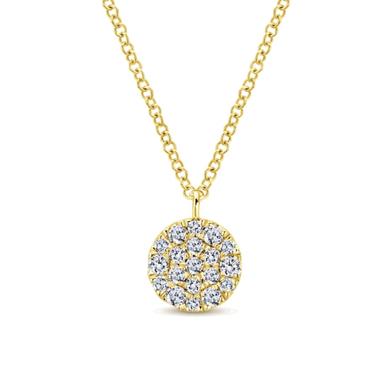Gabriel - 14K Yellow Gold Round Diamond Disc Pendant Necklace