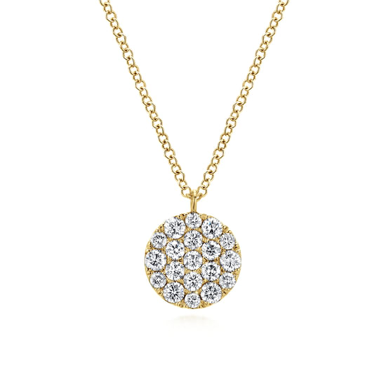 Gabriel - 14K Yellow Gold Round Diamond Disc Pendant Necklace
