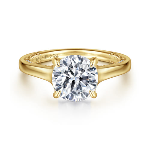 14K Yellow Gold Round Diamond Engagement Ring
