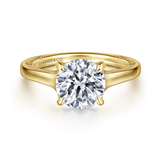 14K Yellow Gold Round Diamond Engagement Ring