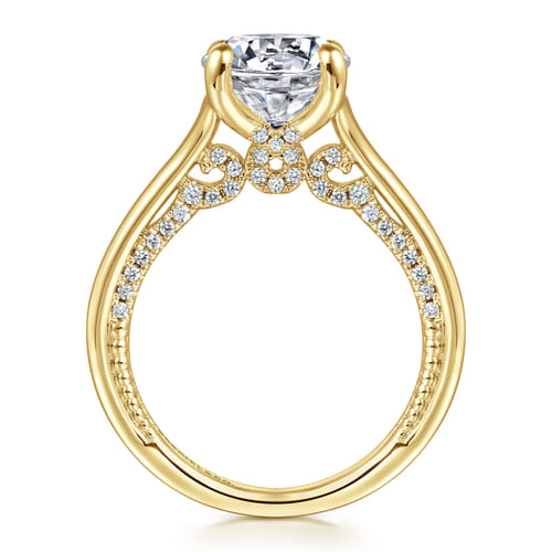 14K Yellow Gold Round Diamond Engagement Ring