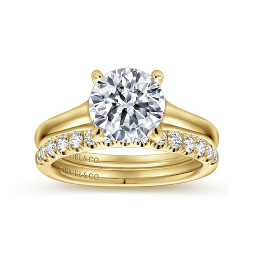 14K Yellow Gold Round Diamond Engagement Ring