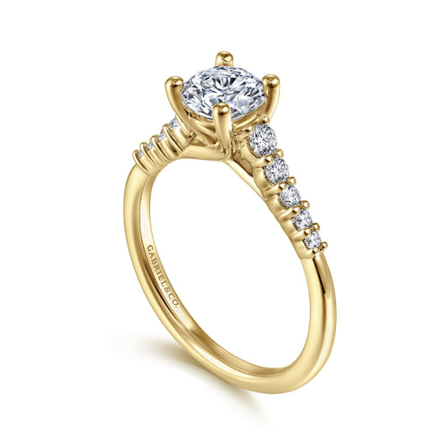 14K Yellow Gold Round Diamond Engagement Ring