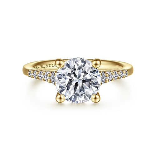 14K Yellow Gold Round Diamond Engagement Ring