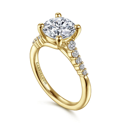 14K Yellow Gold Round Diamond Engagement Ring