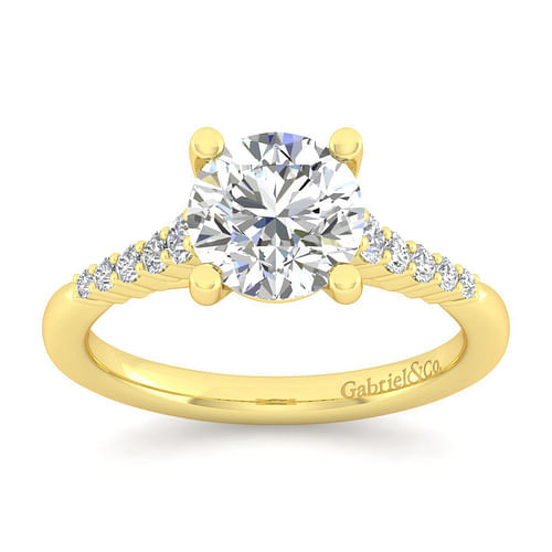 14K Yellow Gold Round Diamond Engagement Ring