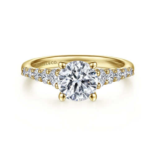 14K Yellow Gold Round Diamond Engagement Ring