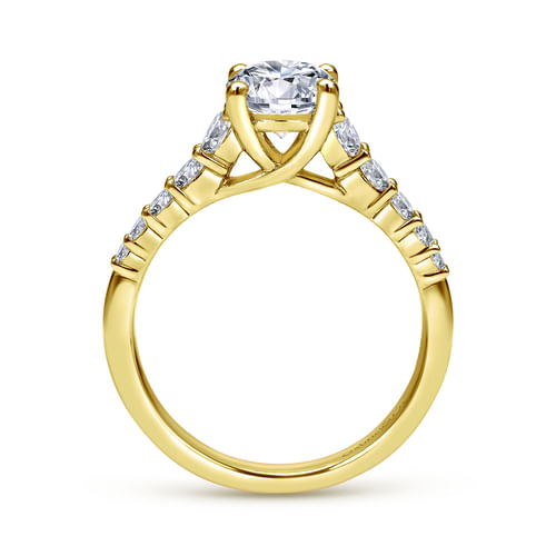 14K Yellow Gold Round Diamond Engagement Ring