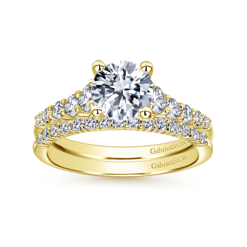 14K Yellow Gold Round Diamond Engagement Ring