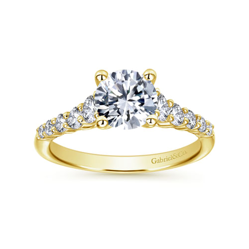 14K Yellow Gold Round Diamond Engagement Ring