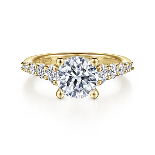 14K Yellow Gold Round Diamond Engagement Ring