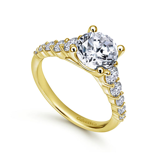 14K Yellow Gold Round Diamond Engagement Ring