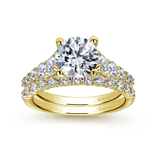 14K Yellow Gold Round Diamond Engagement Ring