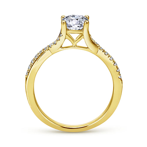 14K Yellow Gold Round Diamond Engagement Ring