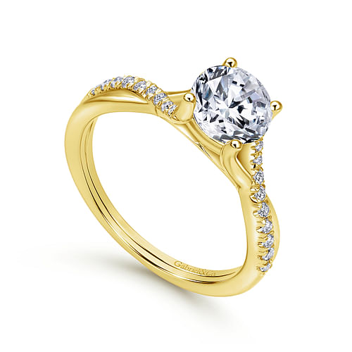 14K Yellow Gold Round Diamond Engagement Ring