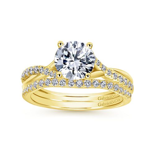 14K Yellow Gold Round Diamond Engagement Ring