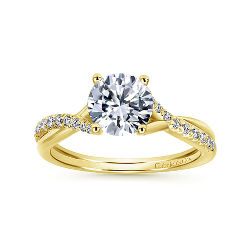 14K Yellow Gold Round Diamond Engagement Ring