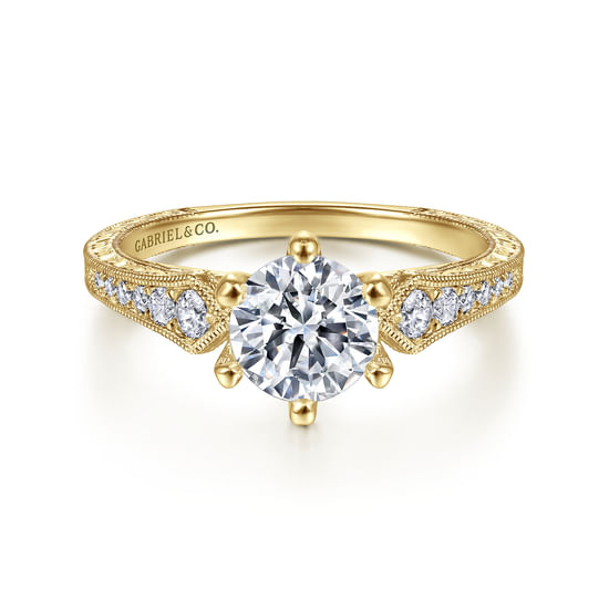 Gabriel - 14K Yellow Gold Round Diamond Engagement Ring