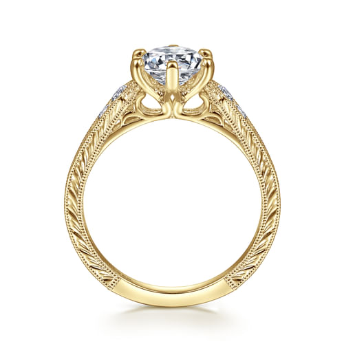 14K Yellow Gold Round Diamond Engagement Ring