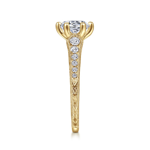 14K Yellow Gold Round Diamond Engagement Ring