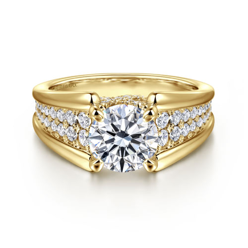 14K Yellow Gold Round Diamond Engagement Ring