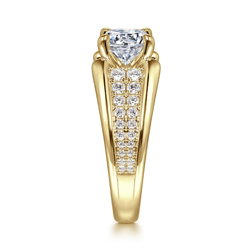 14K Yellow Gold Round Diamond Engagement Ring