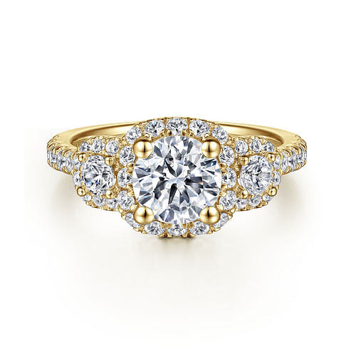 14K Yellow Gold Round Diamond Engagement Ring