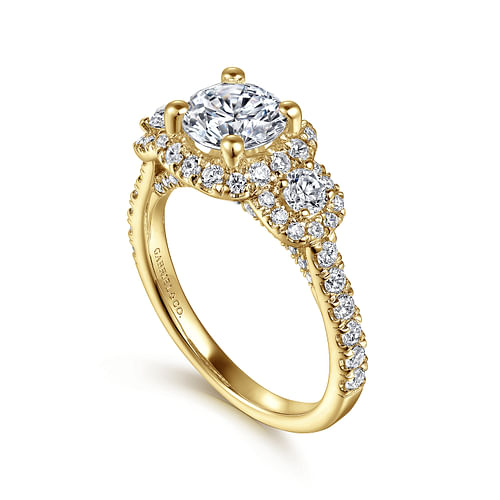 14K Yellow Gold Round Diamond Engagement Ring