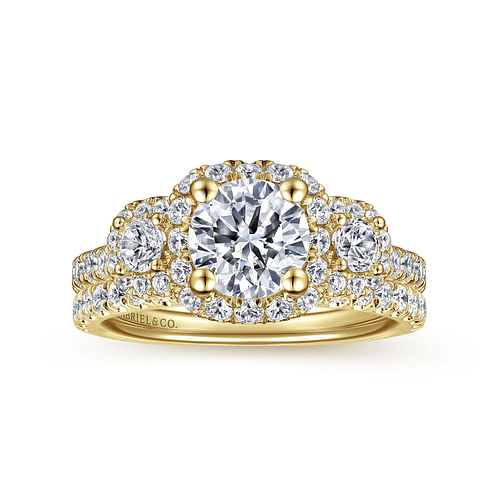 14K Yellow Gold Round Diamond Engagement Ring