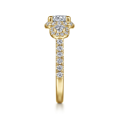 14K Yellow Gold Round Diamond Engagement Ring