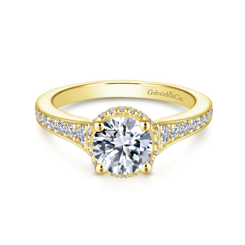 14K Yellow Gold Round Diamond Engagement Ring