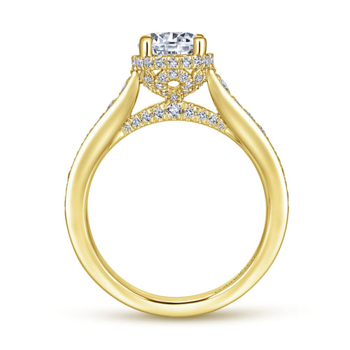 14K Yellow Gold Round Diamond Engagement Ring