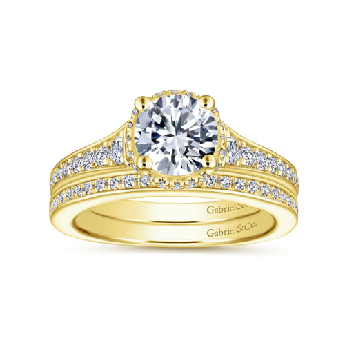 14K Yellow Gold Round Diamond Engagement Ring