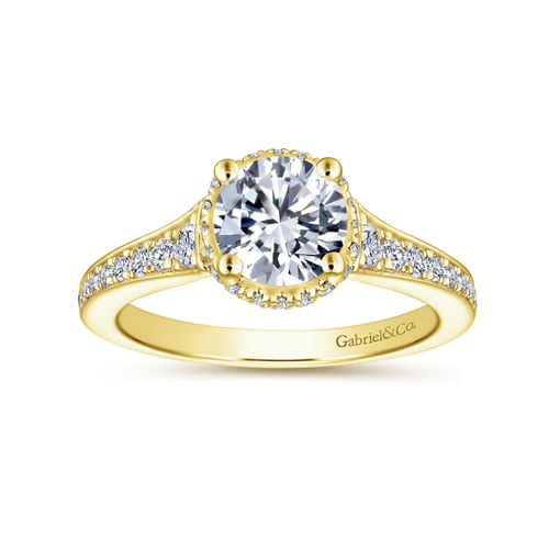 14K Yellow Gold Round Diamond Engagement Ring