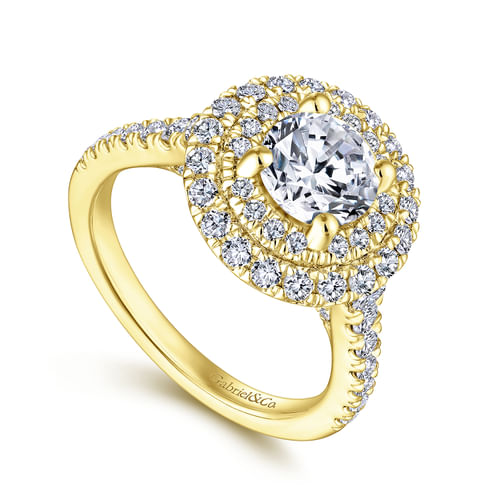 14K Yellow Gold Round Diamond Engagement Ring