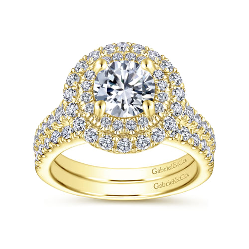 14K Yellow Gold Round Diamond Engagement Ring