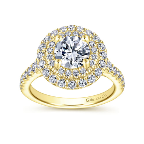 14K Yellow Gold Round Diamond Engagement Ring