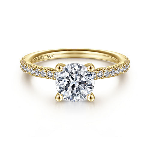 14K Yellow Gold Round Diamond Engagement Ring