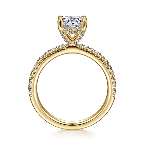 14K Yellow Gold Round Diamond Engagement Ring