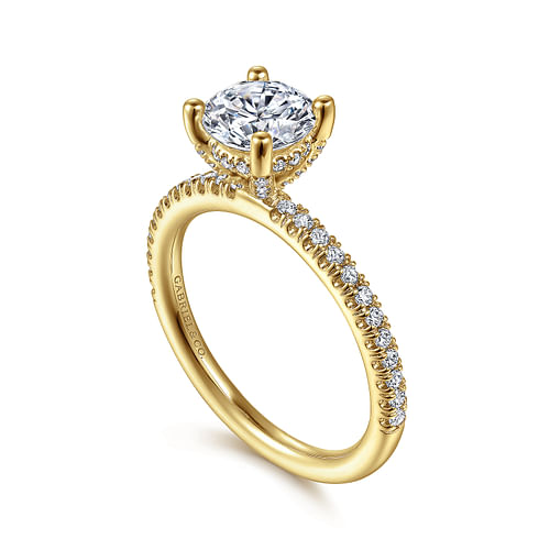 14K Yellow Gold Round Diamond Engagement Ring