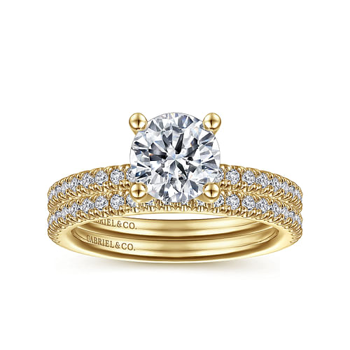 14K Yellow Gold Round Diamond Engagement Ring