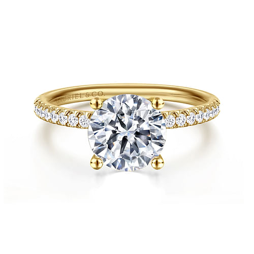 14K Yellow Gold Round Diamond Engagement Ring