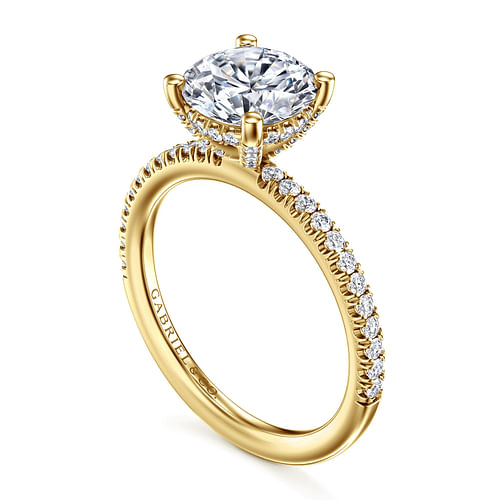 14K Yellow Gold Round Diamond Engagement Ring