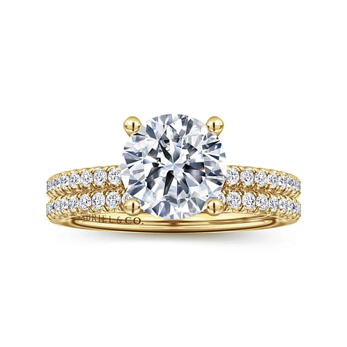 14K Yellow Gold Round Diamond Engagement Ring