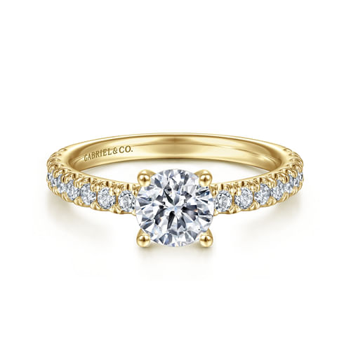 14K Yellow Gold Round Diamond Engagement Ring