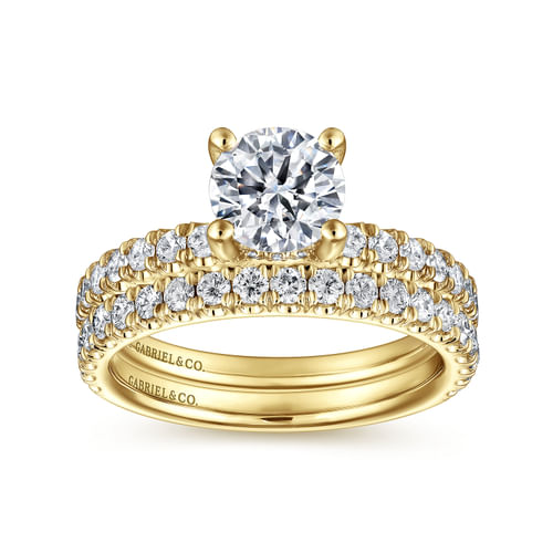 14K Yellow Gold Round Diamond Engagement Ring