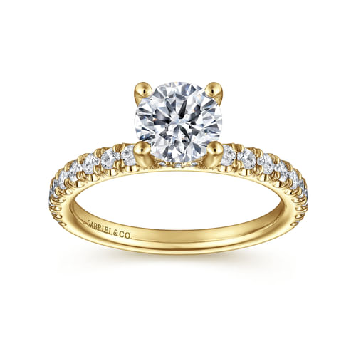14K Yellow Gold Round Diamond Engagement Ring