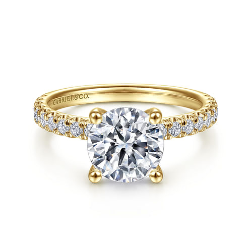 14K Yellow Gold Round Diamond Engagement Ring
